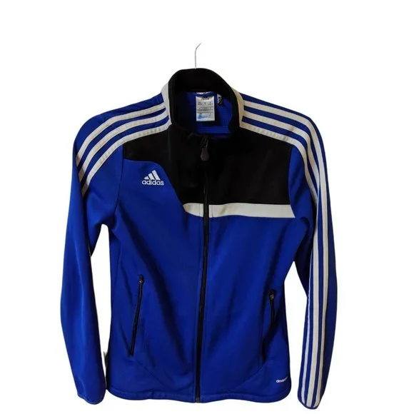Adidas Clima Cool Training Warm-Up Track Jacket Royal Blue/White Size Small  8-10